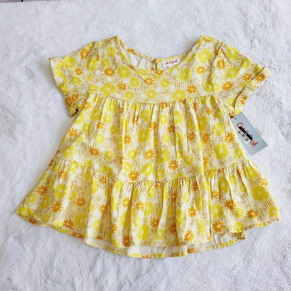 Cat & Jack, Girls' Short Sleeve Tiered Woven Shirt, 3KIDF-O - Picture 2 of 4
